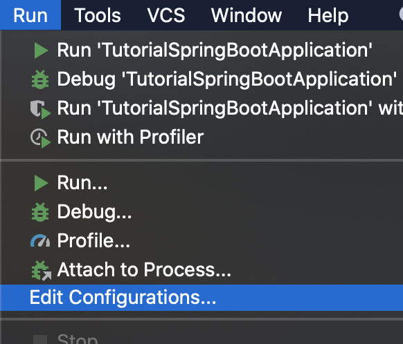 IntelliJ Edit Configurations